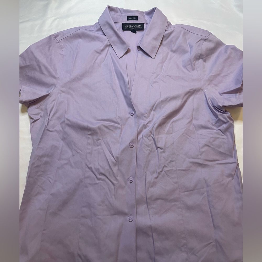 Jones New York collection platinum non-iron size 12 purple button up blouse - Picture 2 of 6